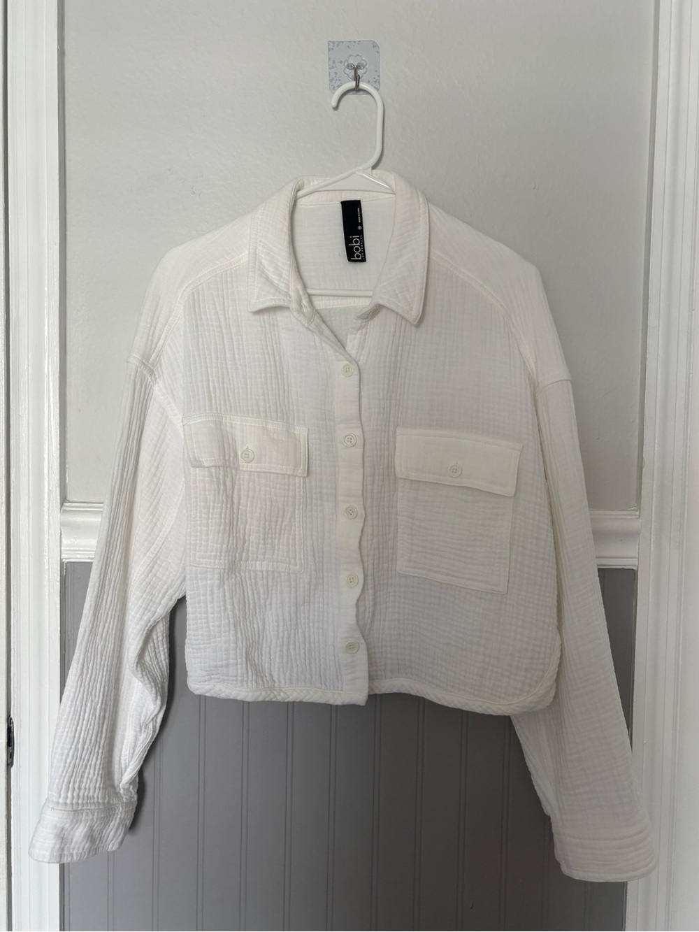 bobi White Button-Down Shirt Jacket